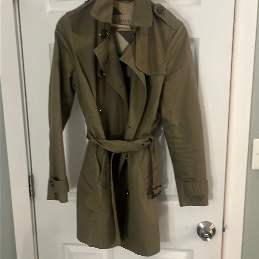 Burberry Brit Olive Trench Coat with Belt